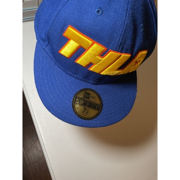 New Era THLA Fitted Hat Cap Palm Tree Blue Yellow Fitted Hat‎ Size 7 7/8 - Picture 3 of 9